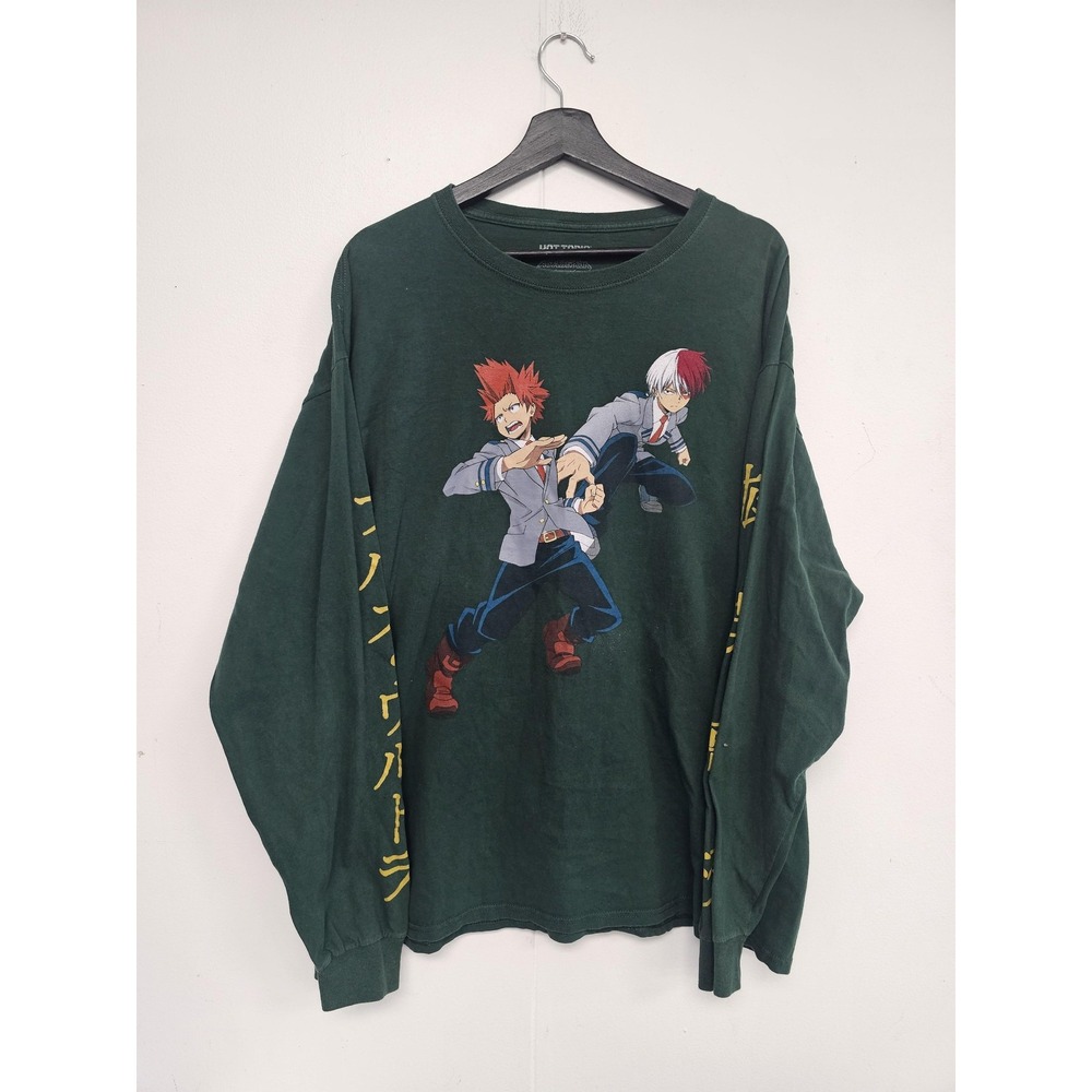 Hot Topic My Hero Academia Shirt Mens XL Green Long Sleeve Plus Ultra Anime